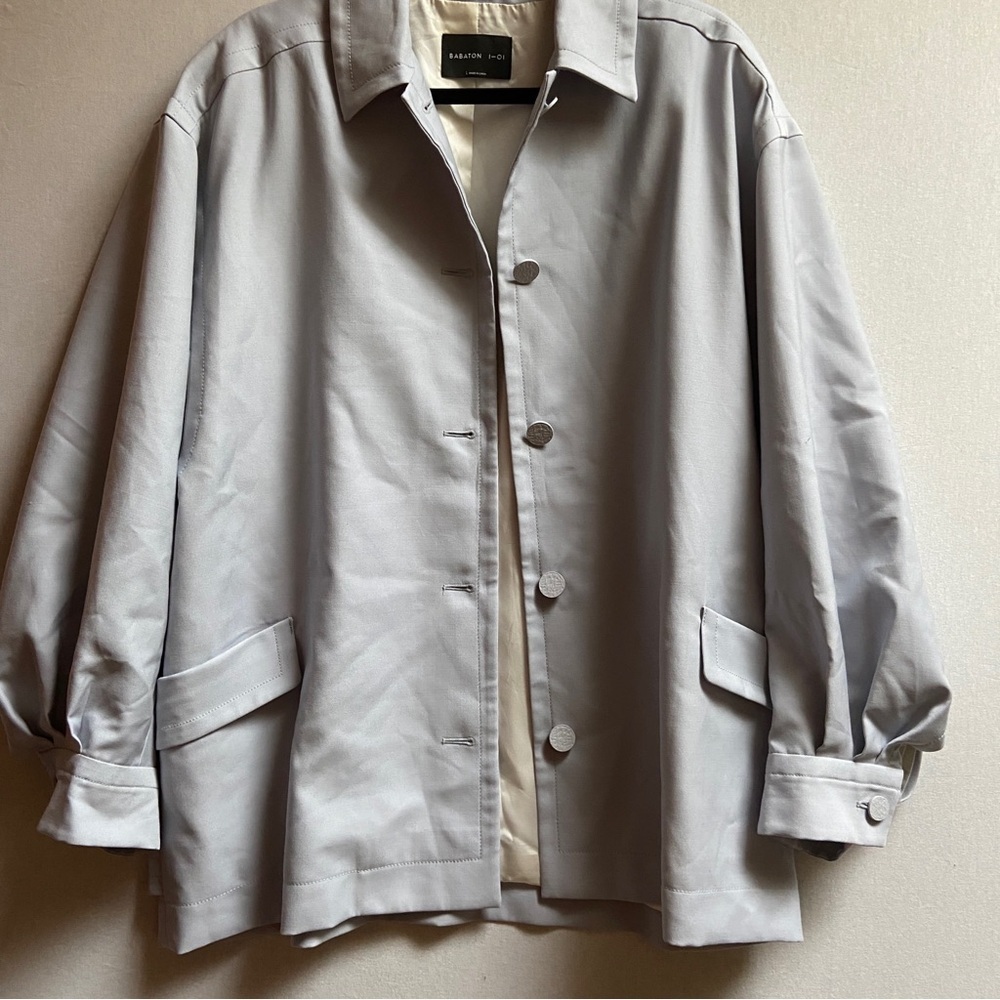 Babaton 1-01 Aritzia Oversized wool cupro lightweight blue blazer jacket EUC